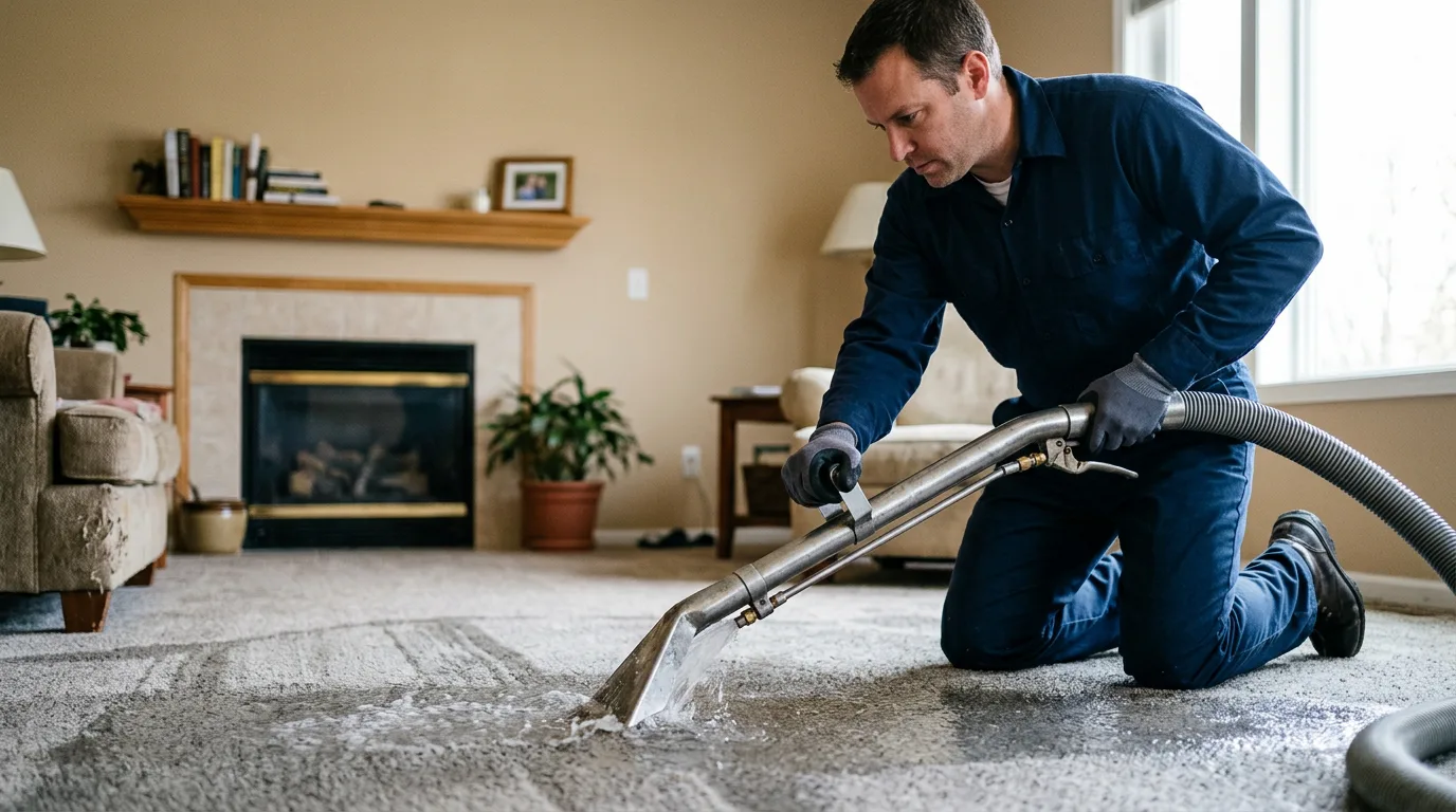 Water damage restoration technician working near Northampton, MA